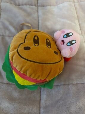 Kirby Plush on a Burger